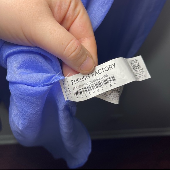 English Factory women’s Sheer Blue belted Button-Up office dress Shirt in sizs M - Picture 7 of 11